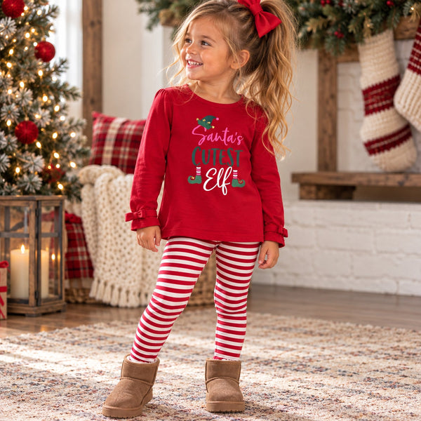 Crown & Ivy Santa's Cutest Elf Two Piece Christmas Set Size 3T