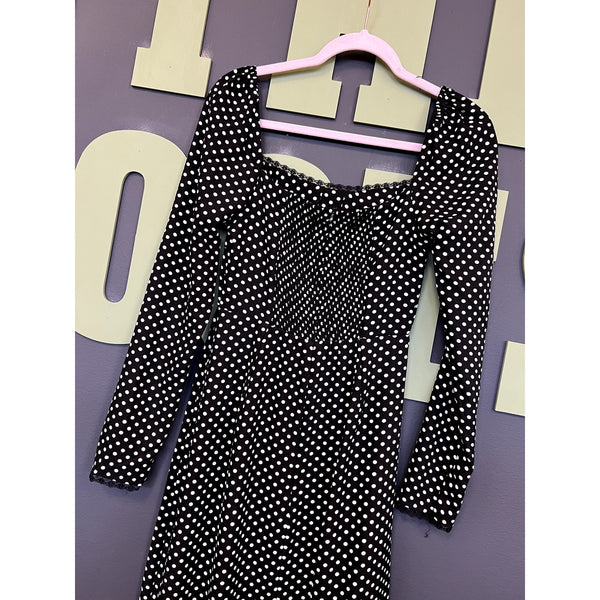 Women's Black + White Polka Dot Dress Size Small