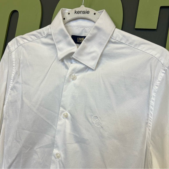 Cavalli Class White Button Down Top Size 40 15 1/2