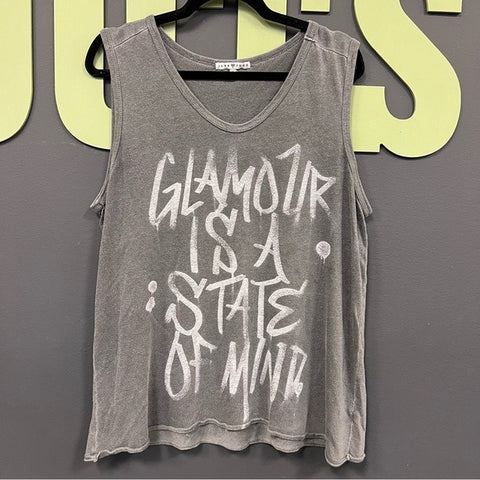 Glamour is a State of Mind Junk Food Baggy Boxed Muscle Tank Top Size Large