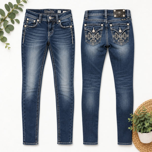 Miss Me Dark Wash Bling Jeggings Size 27