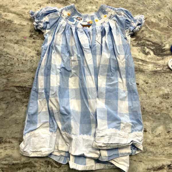 Lil Cactus Blue Plaid Smocked Christmas Dress Size 3T