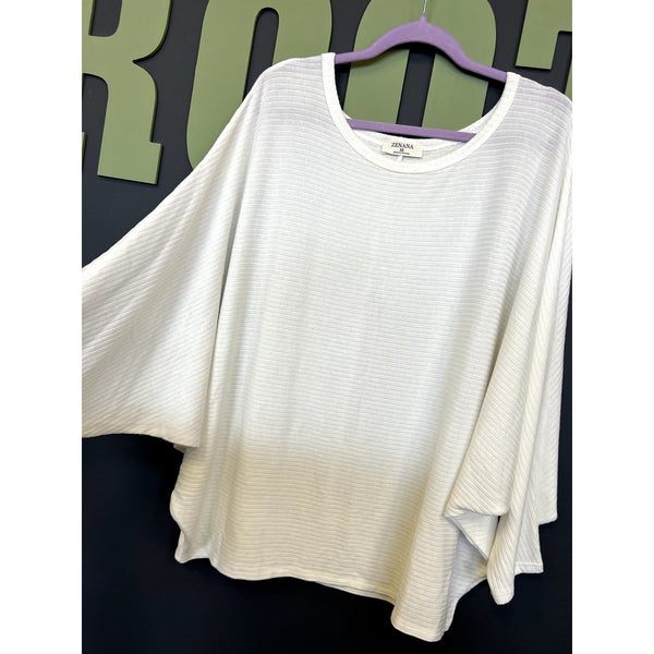 Zenana Textured White Dolman Sleeve Blouse Size 3XL