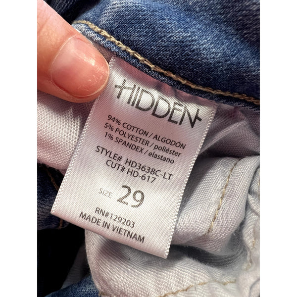 Hidden Light Wash Raw Hem Straight Ankle Jeans Size 29