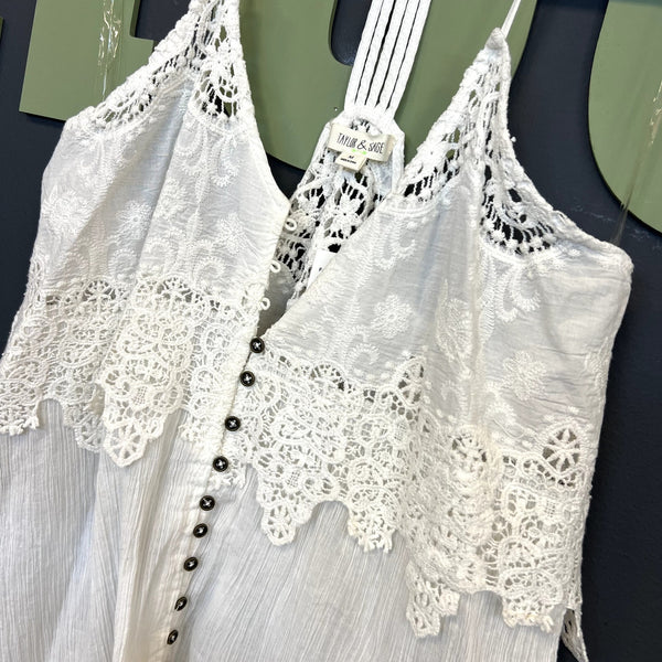 NWT Taylor & Sage White Lace Tank Top Size Medium