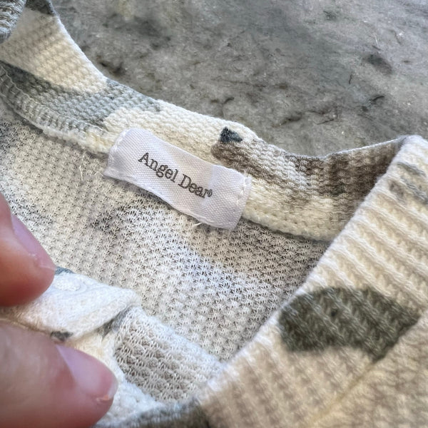 Angel Dear Bamboo Thermal Ivory Dinosaur Henley One Piece 12 Mo