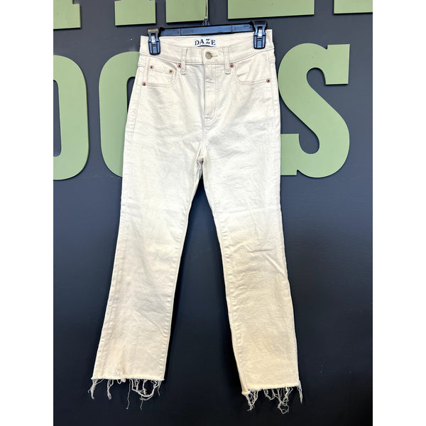 Daze Denim Cropped Ivory Raw Hem Jeans Size 25