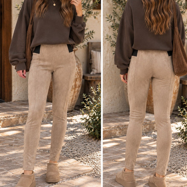 Vero Moda Taupe Seude Straight Leg Pants Size Large