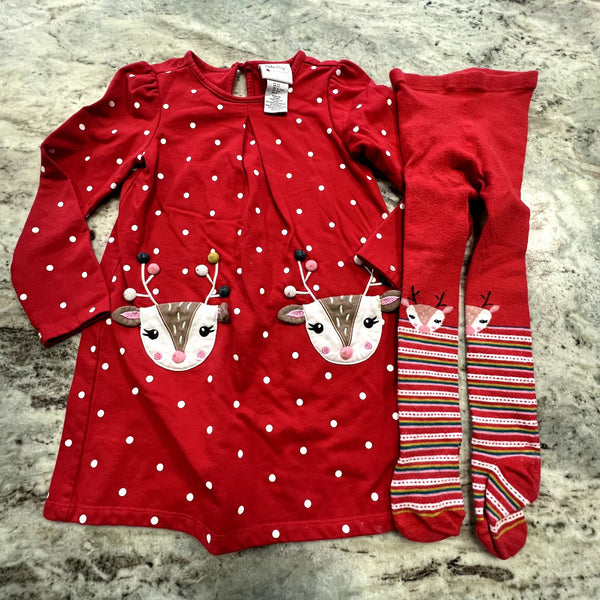NulaBug Two Piece Girls Reindeer Christmas Set Size 5T