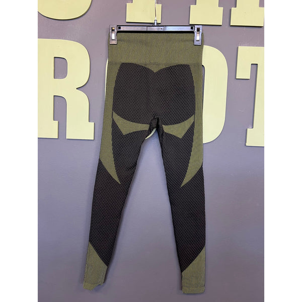 Black + Green Sculpting Leggings Small