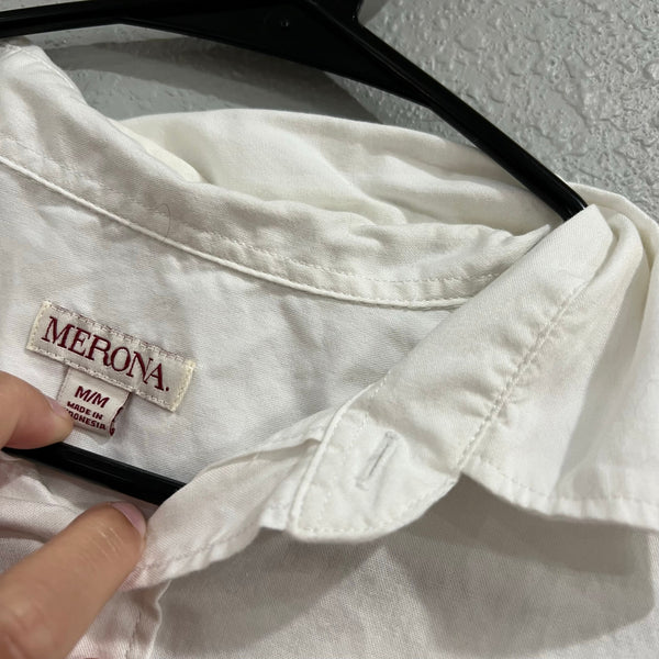 Merona Men's White Short Sleeve Button Down Shirt Medium