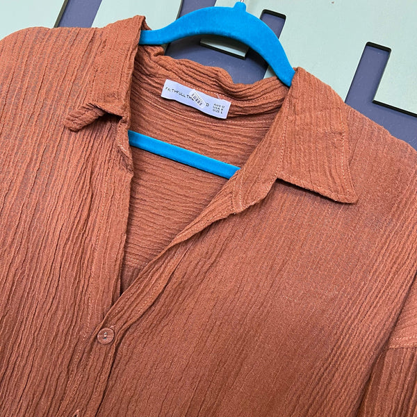 Faithfull The Brand Rust Button Down Top Size Large