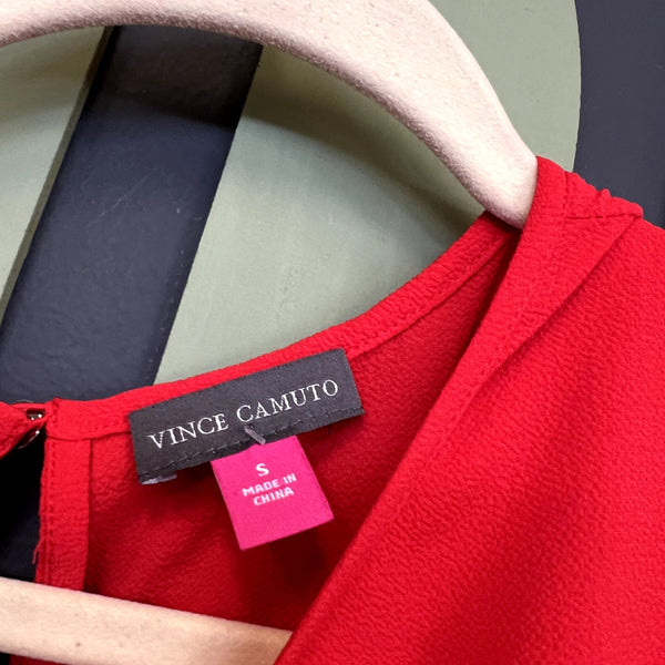 Vince Camuto Red Cold Shoulder Flare Sleeve Blouse Large