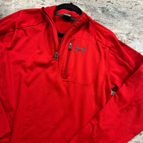 Under Armour Men's Red Quarter Zip Pullover Size Small