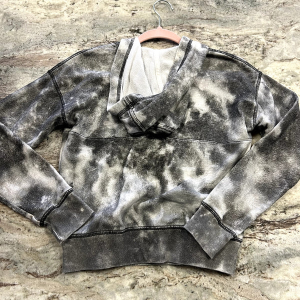 Abercrombie & Fitch Girls Black + White Marble Hooded Pullover 11/12