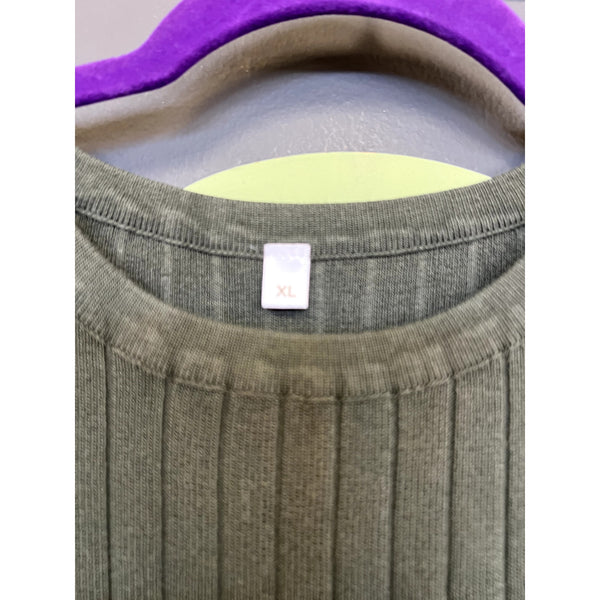Women's Dark Green Ribbed Two Piece Sweater Set Size XL