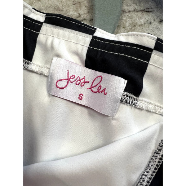 Jess Lea Black + White Checkered Side Slit Skirt Size Small
