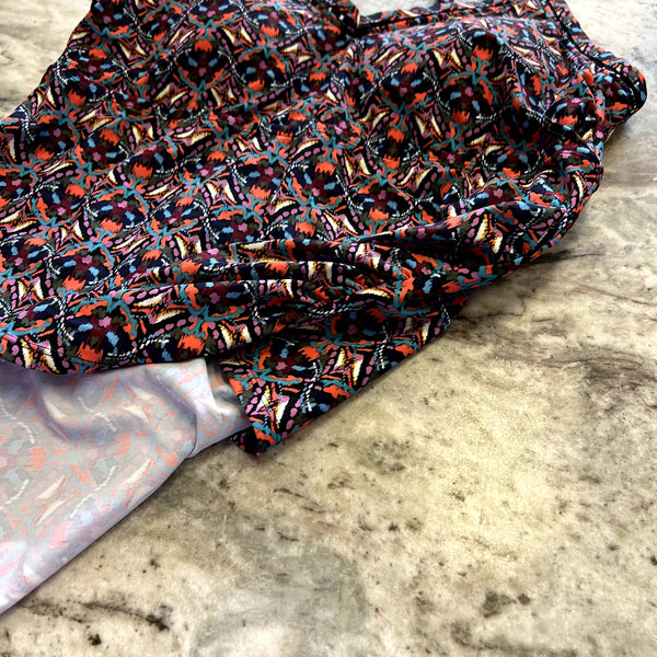 NWT Ikat Print Black Orange Blue Tankini Swim Top Size 18W