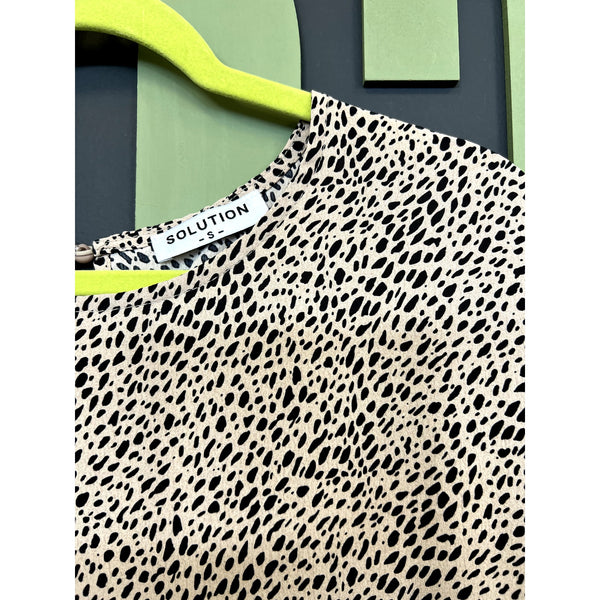 Women's Tiered Ruffle Sleeve Leopard Mini Dress Size Small