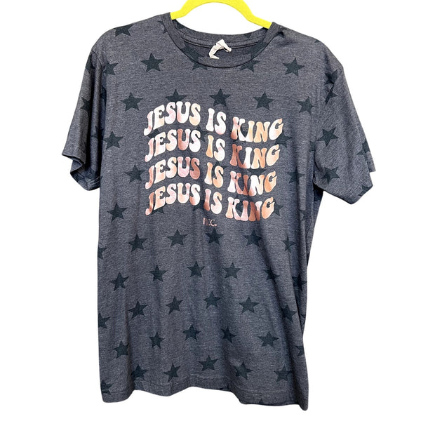 Jesus is King Navy Foil Print Graphic Tee Medium