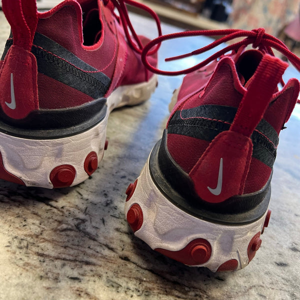 Nike React Element 55 Red Athletic Sneakers Men's Size 9