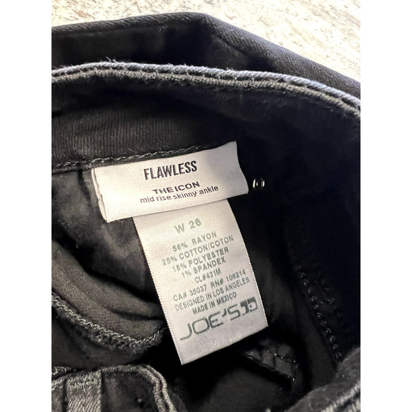 Joe's Jeans Black Flawless The Icon Raw Hem Skinny Jeans Size 26