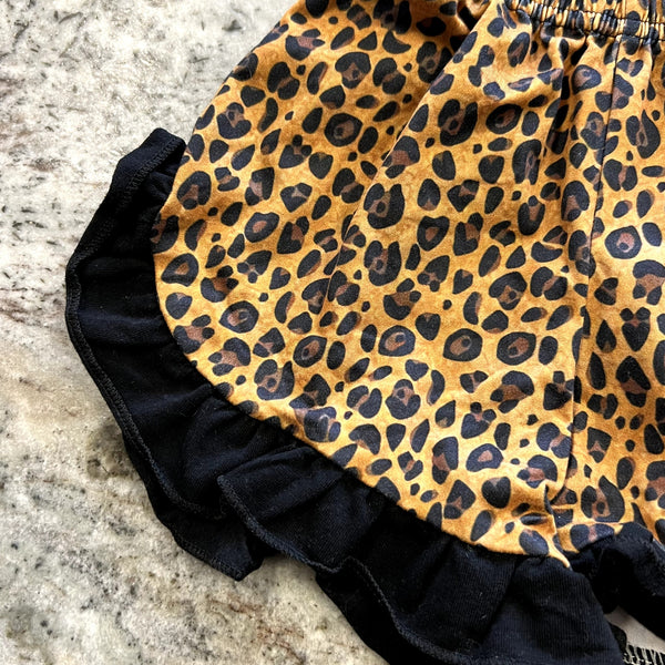 Girls Leopard Ruffle Shorts Size 2T