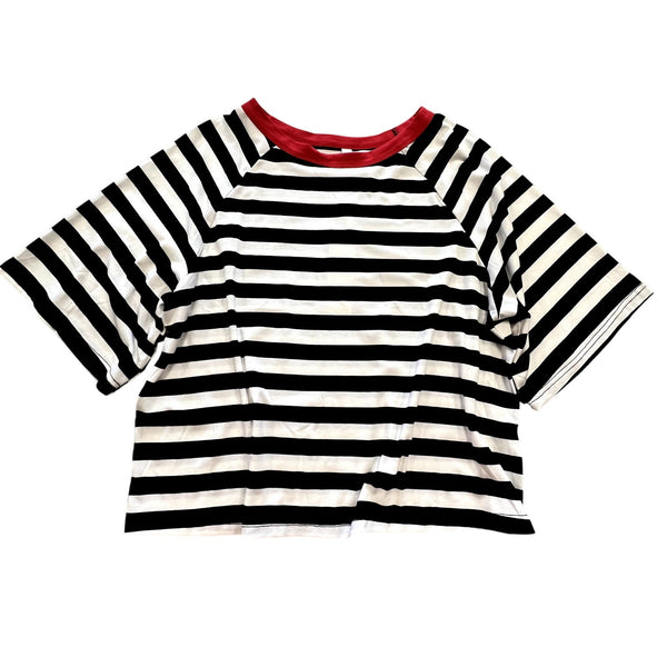 NWT Women's Black + White Striped Boxy Top Size Medium