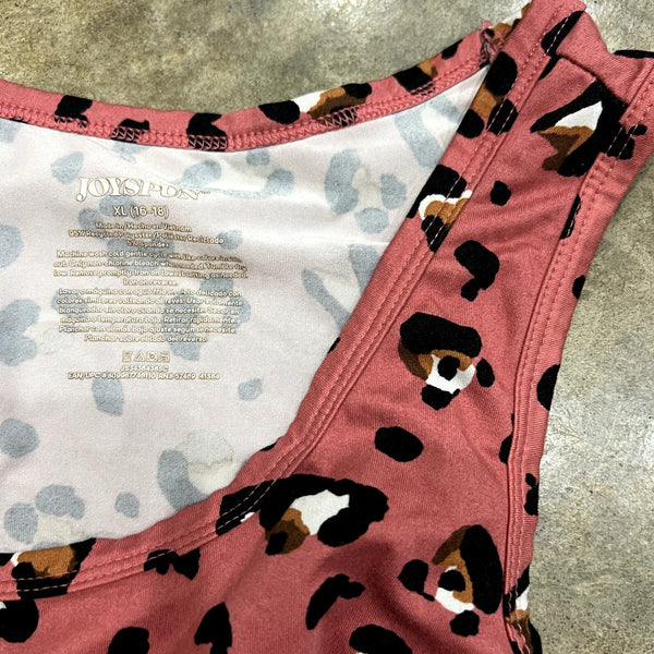 Joyspun Pink Leopard Two Piece Pajama Set XL