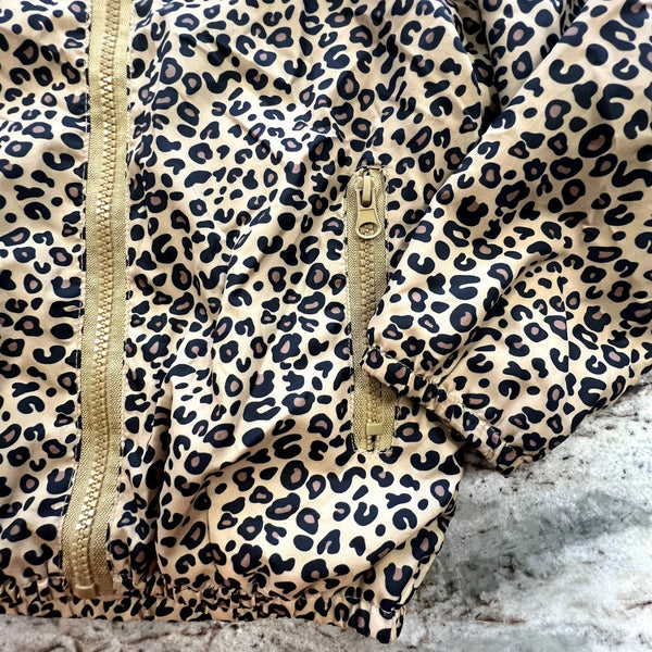 Girls Leopard Hooded Full Zip Jacket Size 5T