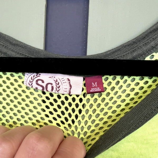 SO Mesh Back Yellow + Green Muscle Tank Top Medium