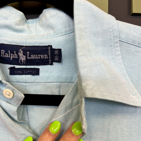 Ralph Lauren Blue Label Light Teal Cotton Button Down Size 16.5