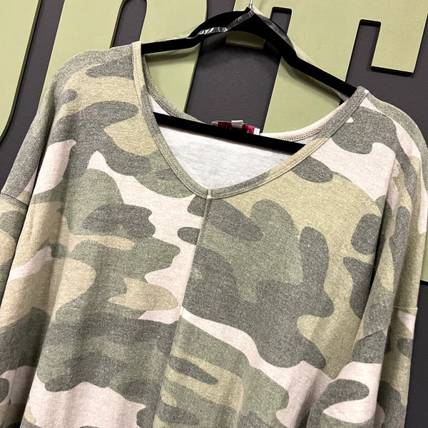 NWT New Directions Butter Soft Camo Long Sleeve Top Size 3XL
