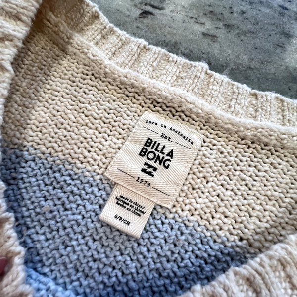Billabong Chunky Knit Pastel Striped Sweater Size Small