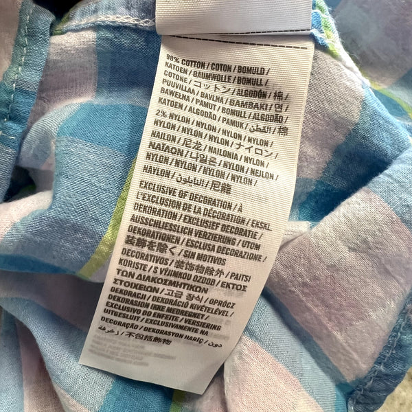 Hollister Y2K Teal + White Plaid Button Down Top Large