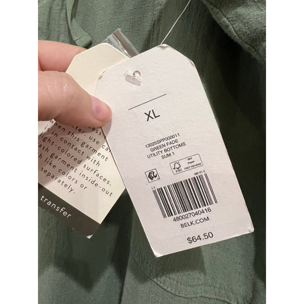 NWT Wonderly Olive Green Linen Style Cargo Pants Size XL