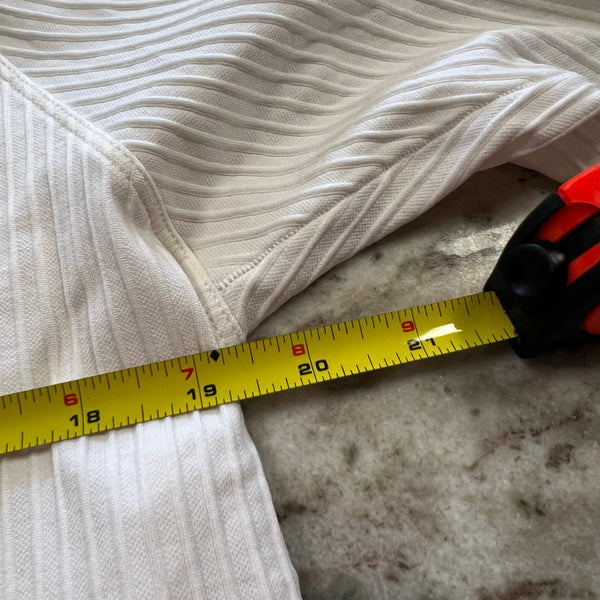 Women's White Ribbed Quarter Zip Pullover Size 6