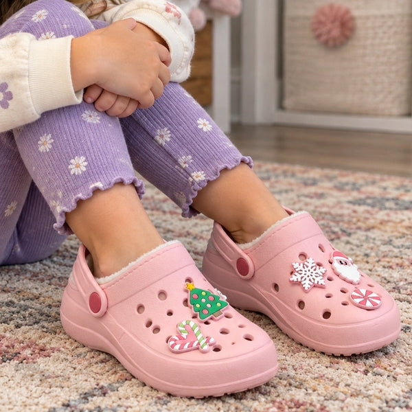 Girls Sherpa Lined Christmas Slingback Shoes Size 11/12