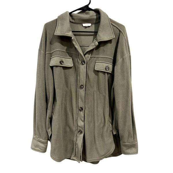 La Miel Boutique Soft Fleece Button Down Gray Shacket Small