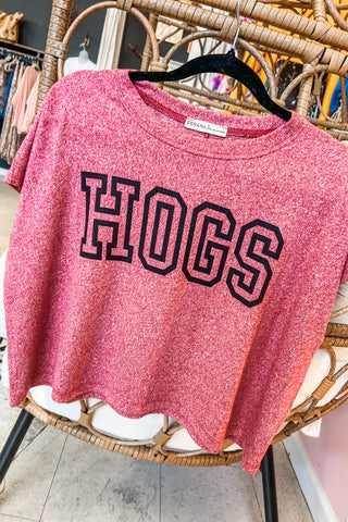 Brushed Red Hogs Cropped Tee