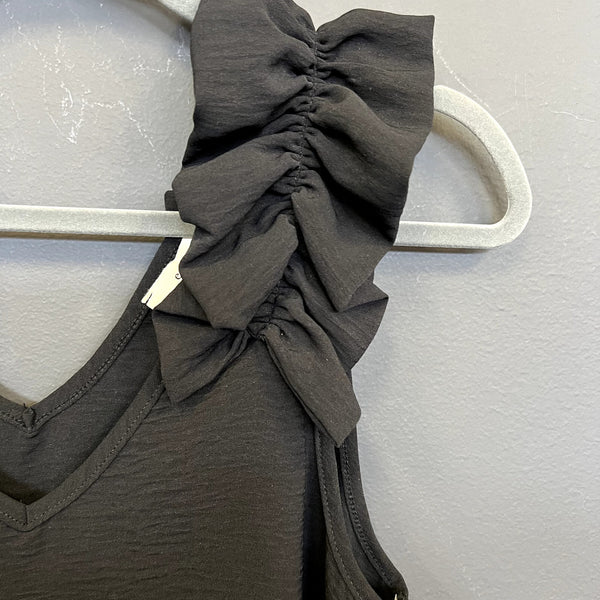 Entro Boutique Black Ruffle Strap Tank Top Small