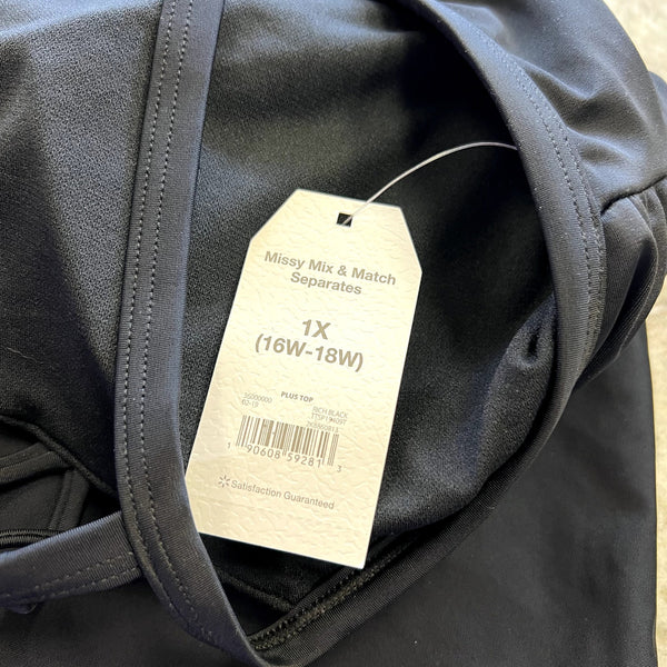 NWT Black Cage Style Tankini Top Size 1XL