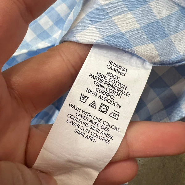 NWT Children's Place Light Blue + White Gingham Button Down size L 10/12