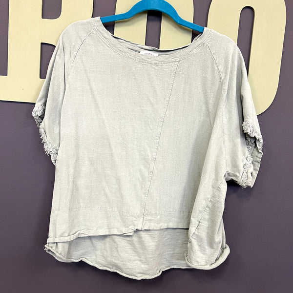 Umgee Sage Green Boho Asymmetrical Blouse Size Large