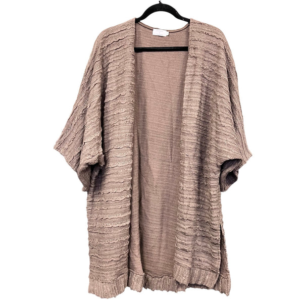Amaryllis Light Brown Open Front Textured Cardigan Medium
