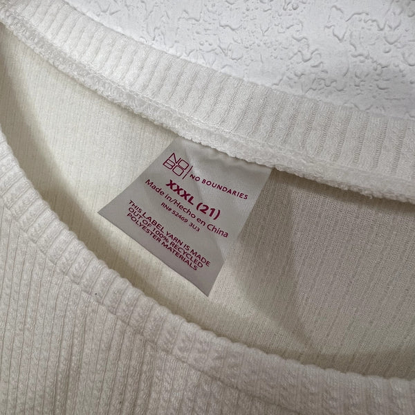 No Boundaries Women's Ribbed White Blouse Plus Size 3XL