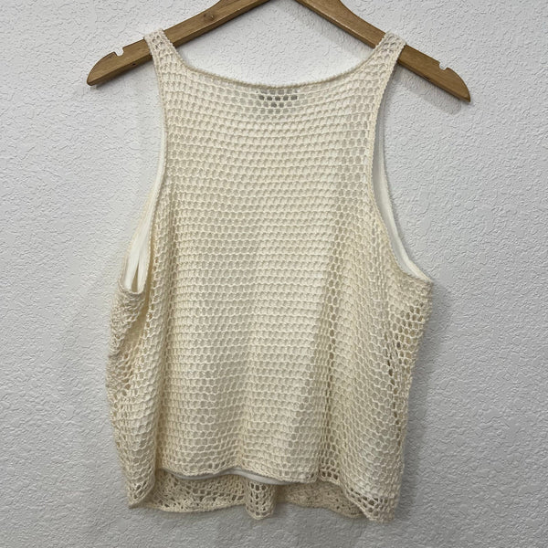 Vylette Ivory Crochet Knit Tank Top Size XL