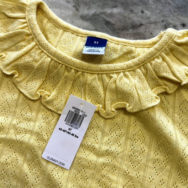 NWT Old Navy Yellow Ruffle Long Sleeve Eyelet Blouse 5T