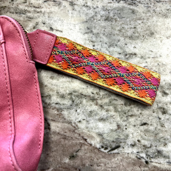 Joy Susan Pink Leather Gigi Crossbody Bag Wristlet