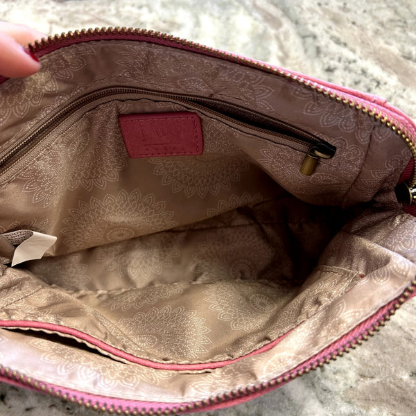 Joy Susan Pink Leather Gigi Crossbody Bag Wristlet